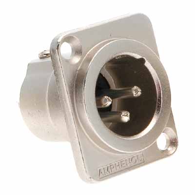 XLR 3 PINES MACHO DE PANEL INTERIOR PIN HUECO NIQUEL