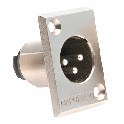 XLR 3 PINES MACHO DE PANEL EXTERIOR PIN SOLIDO NIQUEL