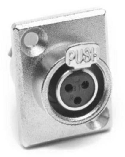 MINI XLR HEMBRA CHASIS RECTANGULAR 3 PINES NIQ.