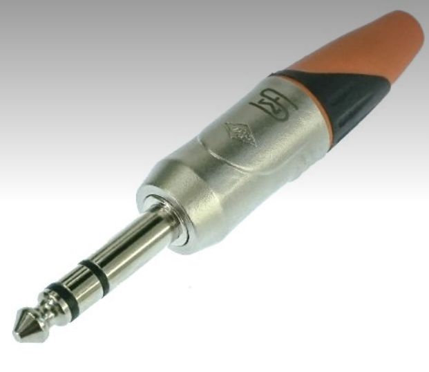 PLUG 6.35 mm STEREO NARANJO METAL