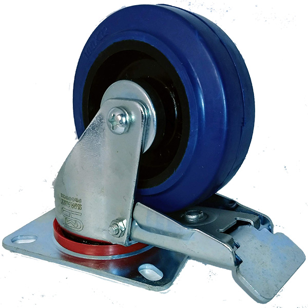 RUEDA AZUL 100 mm GIRO Y FRENO 130Kg