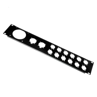PANEL RACK 2U PARA 1 CONECTOR 32AM, 2 SPEAKON Y 12 XLR