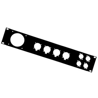 PANEL RACK 2U PARA 1 CONECTOR 32AM, 4 SPEAKON Y 4 XLR